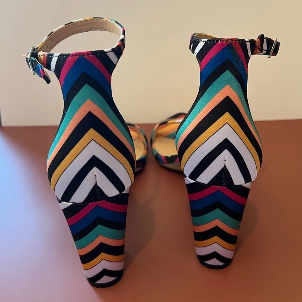 🥳Host Pick!!🥳 INC Elegant Satin Chevron Striped Women's Kivah Heels, NWOB, 9